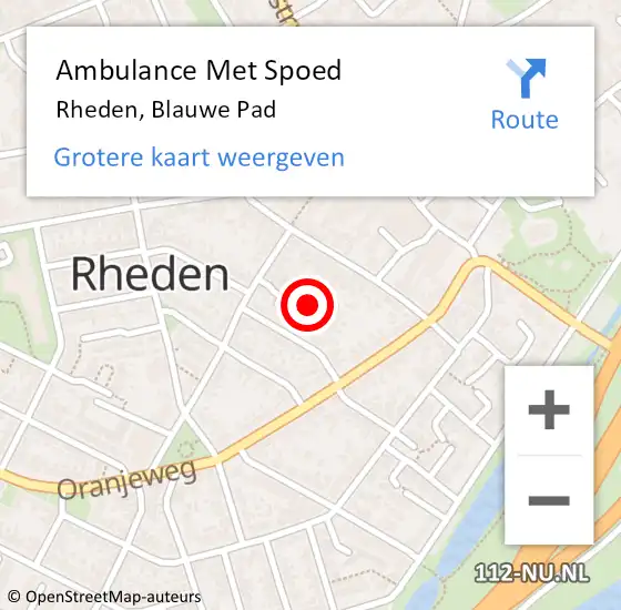 Locatie op kaart van de 112 melding: Ambulance Met Spoed Naar Rheden, Blauwe Pad op 8 januari 2022 03:37