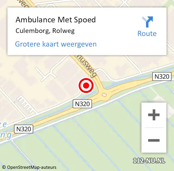 Locatie op kaart van de 112 melding: Ambulance Met Spoed Naar Culemborg, Rolweg op 8 januari 2022 03:44