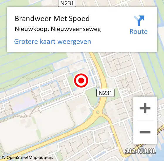 Locatie op kaart van de 112 melding: Brandweer Met Spoed Naar Nieuwkoop, Nieuwveenseweg op 8 januari 2022 04:21