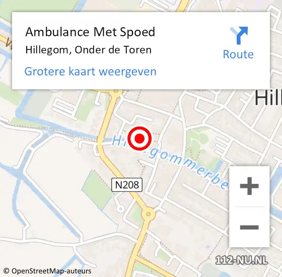 Locatie op kaart van de 112 melding: Ambulance Met Spoed Naar Hillegom, Onder de Toren op 8 januari 2022 06:02