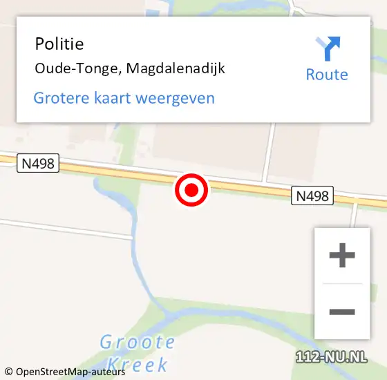 Locatie op kaart van de 112 melding: Politie Oude-Tonge, Magdalenadijk op 8 januari 2022 06:06