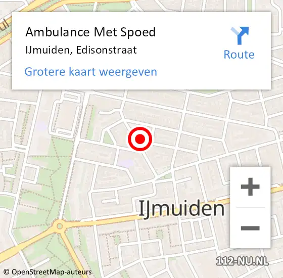 Locatie op kaart van de 112 melding: Ambulance Met Spoed Naar IJmuiden, Edisonstraat op 8 januari 2022 06:30