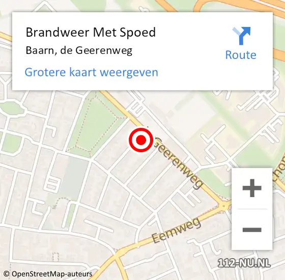 Locatie op kaart van de 112 melding: Brandweer Met Spoed Naar Baarn, de Geerenweg op 8 januari 2022 06:33