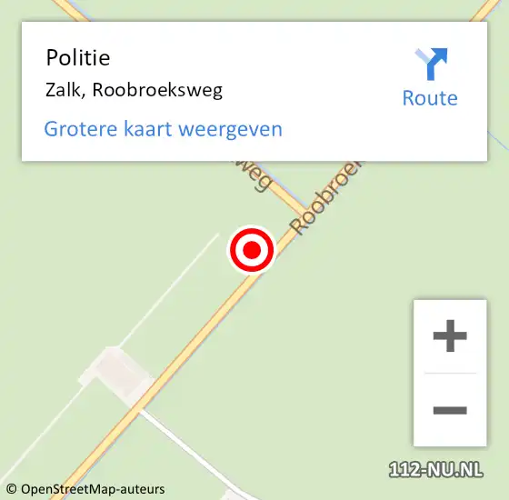 Locatie op kaart van de 112 melding: Politie Zalk, Roobroeksweg op 8 januari 2022 07:09