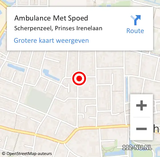 Locatie op kaart van de 112 melding: Ambulance Met Spoed Naar Scherpenzeel, Prinses Irenelaan op 8 januari 2022 07:21