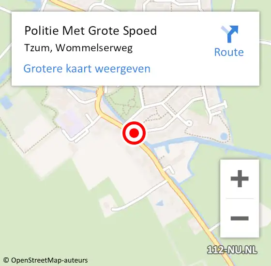 Locatie op kaart van de 112 melding: Politie Met Grote Spoed Naar Tzum, Wommelserweg op 8 januari 2022 07:23