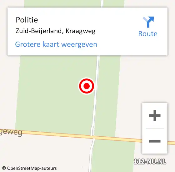 Locatie op kaart van de 112 melding: Politie Zuid-Beijerland, Kraagweg op 8 januari 2022 07:36