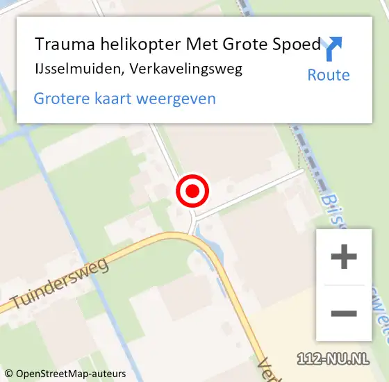 Locatie op kaart van de 112 melding: Trauma helikopter Met Grote Spoed Naar IJsselmuiden, Verkavelingsweg op 8 januari 2022 07:39
