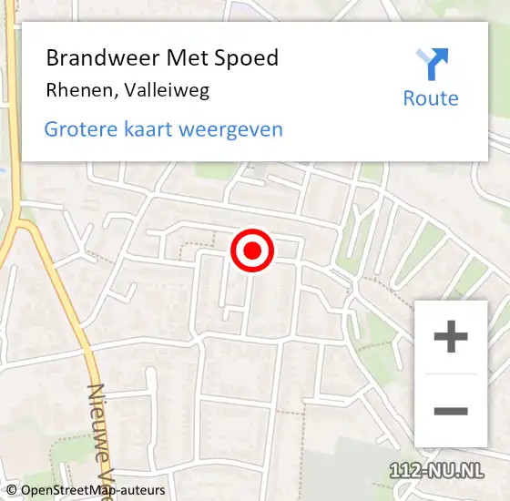 Locatie op kaart van de 112 melding: Brandweer Met Spoed Naar Rhenen, Valleiweg op 8 januari 2022 08:22