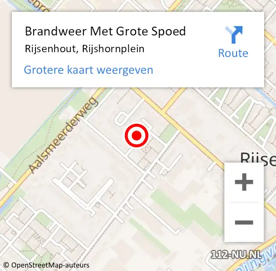 Locatie op kaart van de 112 melding: Brandweer Met Grote Spoed Naar Rijsenhout, Rijshornplein op 8 januari 2022 08:25