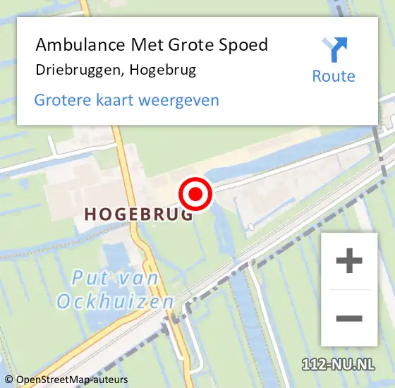 Locatie op kaart van de 112 melding: Ambulance Met Grote Spoed Naar Driebruggen, Hogebrug op 8 januari 2022 08:30