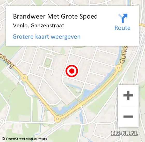 Locatie op kaart van de 112 melding: Brandweer Met Grote Spoed Naar Venlo, Ganzenstraat op 8 januari 2022 08:30