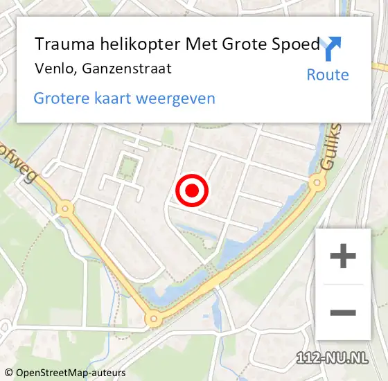 Locatie op kaart van de 112 melding: Trauma helikopter Met Grote Spoed Naar Venlo, Ganzenstraat op 8 januari 2022 08:30