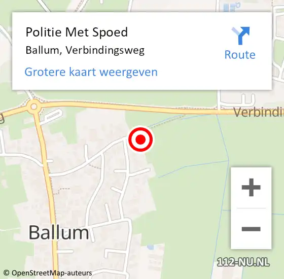 Locatie op kaart van de 112 melding: Politie Met Spoed Naar Ballum, Verbindingsweg op 8 januari 2022 08:34