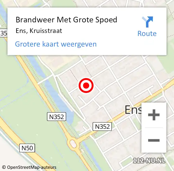 Locatie op kaart van de 112 melding: Brandweer Met Grote Spoed Naar Ens, Kruisstraat op 8 januari 2022 08:41