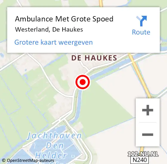 Locatie op kaart van de 112 melding: Ambulance Met Grote Spoed Naar Westerland, De Haukes op 8 januari 2022 08:43