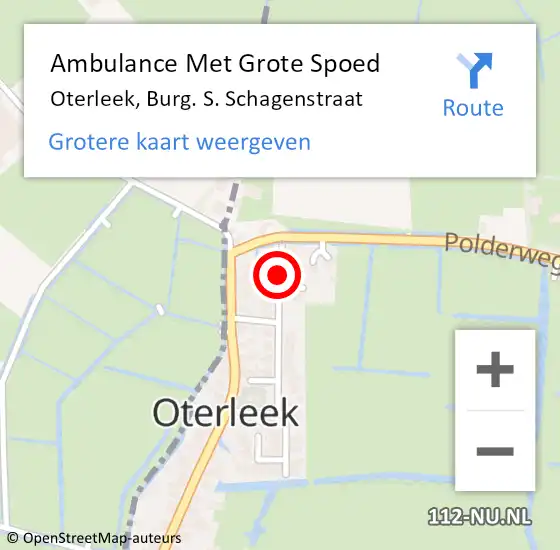 Locatie op kaart van de 112 melding: Ambulance Met Grote Spoed Naar Oterleek, Burg. S. Schagenstraat op 8 januari 2022 08:52