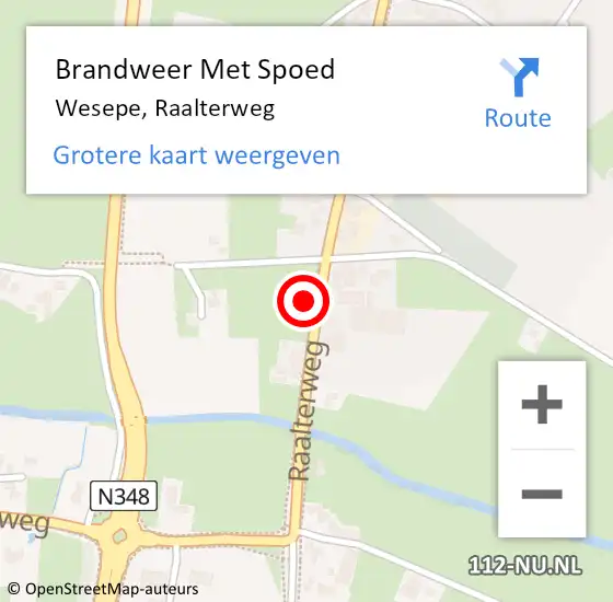 Locatie op kaart van de 112 melding: Brandweer Met Spoed Naar Wesepe, Raalterweg op 8 januari 2022 09:03