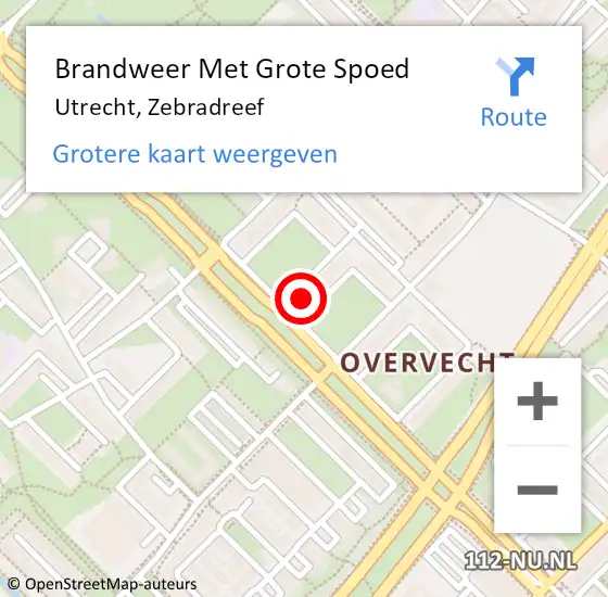 Locatie op kaart van de 112 melding: Brandweer Met Grote Spoed Naar Utrecht, Zebradreef op 8 januari 2022 09:33