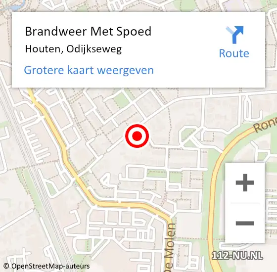 Locatie op kaart van de 112 melding: Brandweer Met Spoed Naar Houten, Odijkseweg op 8 januari 2022 09:34