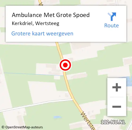 Locatie op kaart van de 112 melding: Ambulance Met Grote Spoed Naar Kerkdriel, Wertsteeg op 8 januari 2022 09:40