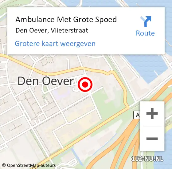 Locatie op kaart van de 112 melding: Ambulance Met Grote Spoed Naar Den Oever, Vlieterstraat op 8 januari 2022 09:44