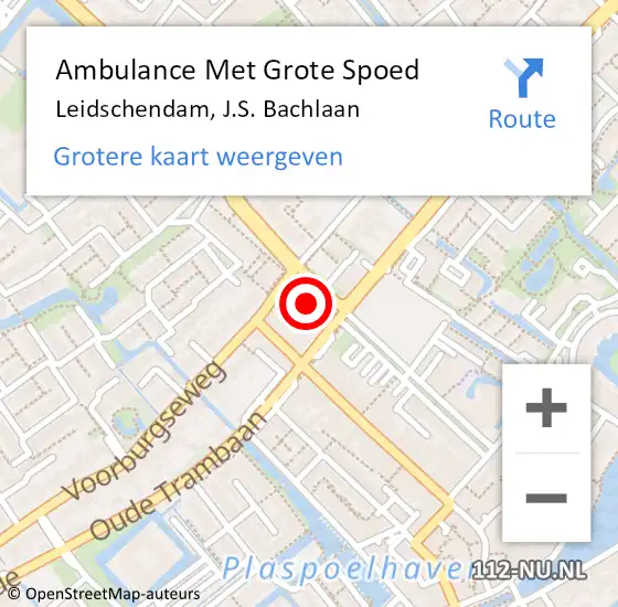 Locatie op kaart van de 112 melding: Ambulance Met Grote Spoed Naar Leidschendam, J.S. Bachlaan op 8 januari 2022 10:07