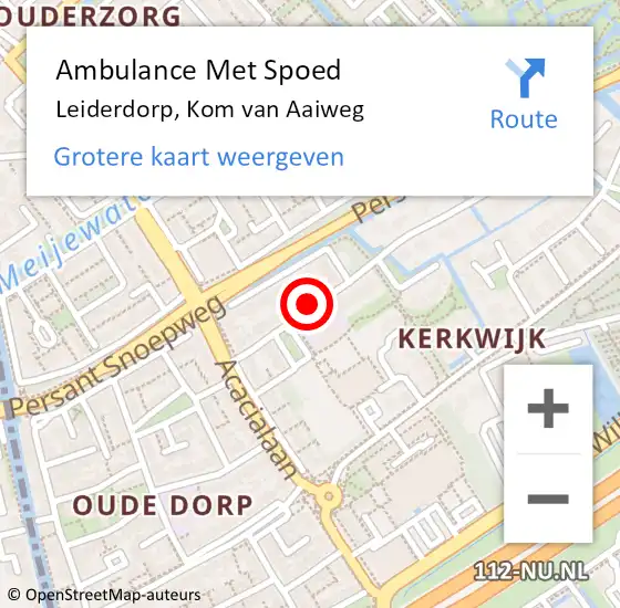 Locatie op kaart van de 112 melding: Ambulance Met Spoed Naar Leiderdorp, Kom van Aaiweg op 8 januari 2022 10:24