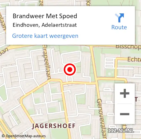 Locatie op kaart van de 112 melding: Brandweer Met Spoed Naar Eindhoven, Adelaertstraat op 8 januari 2022 11:20