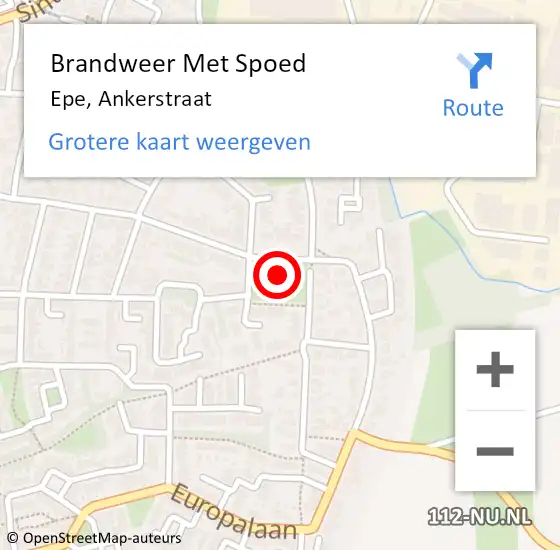 Locatie op kaart van de 112 melding: Brandweer Met Spoed Naar Epe, Ankerstraat op 8 januari 2022 11:25