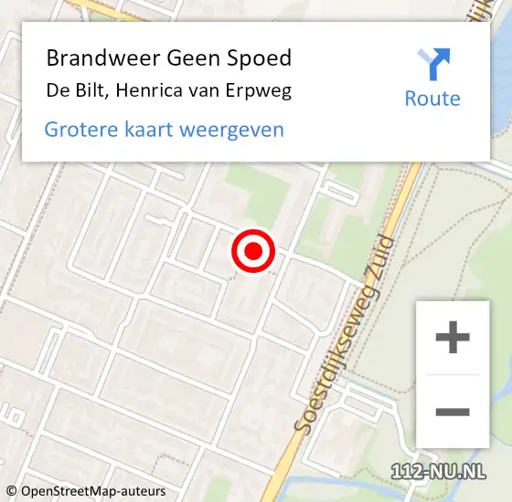 Locatie op kaart van de 112 melding: Brandweer Geen Spoed Naar De Bilt, Henrica van Erpweg op 8 januari 2022 11:27