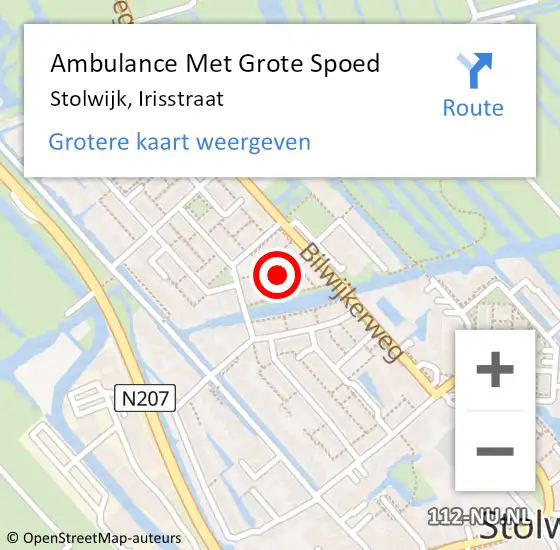 Locatie op kaart van de 112 melding: Ambulance Met Grote Spoed Naar Stolwijk, Irisstraat op 8 januari 2022 11:37