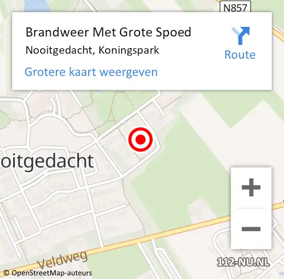 Locatie op kaart van de 112 melding: Brandweer Met Grote Spoed Naar Nooitgedacht, Koningspark op 8 januari 2022 11:45