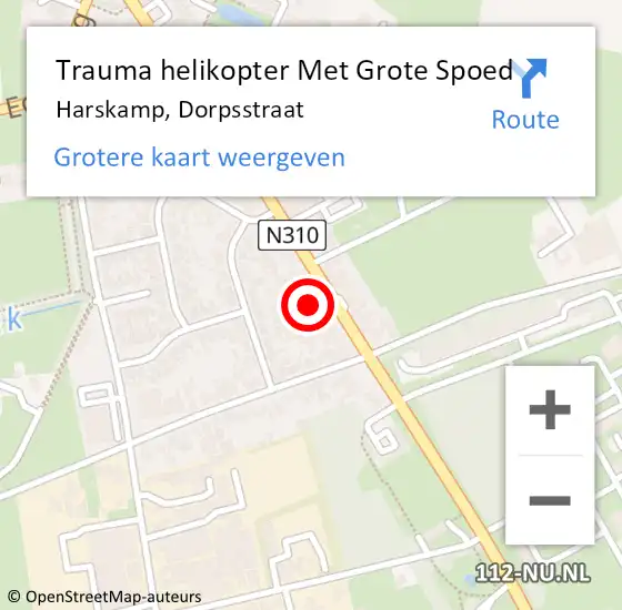 Locatie op kaart van de 112 melding: Trauma helikopter Met Grote Spoed Naar Harskamp, Dorpsstraat op 8 januari 2022 12:32