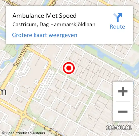 Locatie op kaart van de 112 melding: Ambulance Met Spoed Naar Castricum, Dag Hammarskjöldlaan op 8 januari 2022 12:32