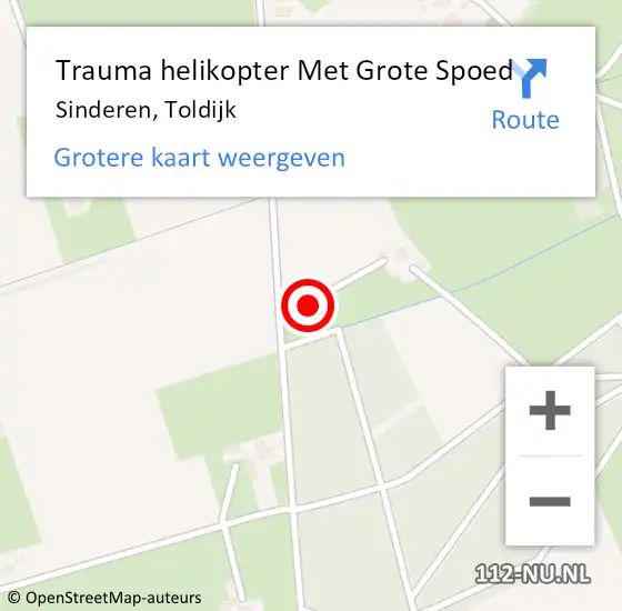 Locatie op kaart van de 112 melding: Trauma helikopter Met Grote Spoed Naar Sinderen, Toldijk op 8 januari 2022 12:35