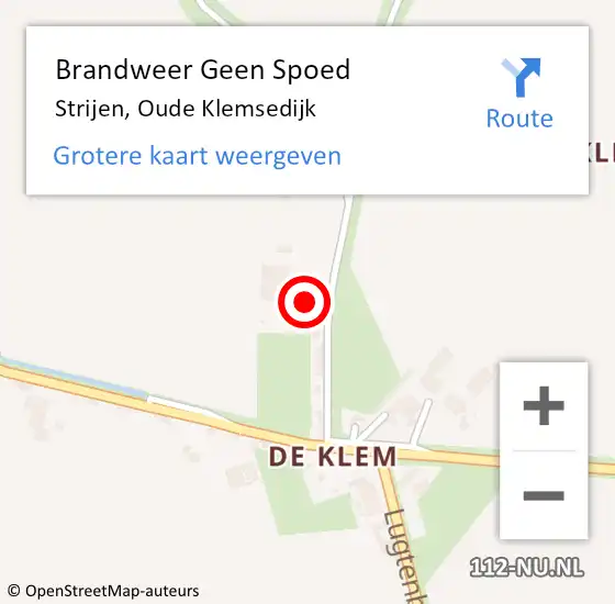 Locatie op kaart van de 112 melding: Brandweer Geen Spoed Naar Strijen, Oude Klemsedijk op 8 januari 2022 12:43