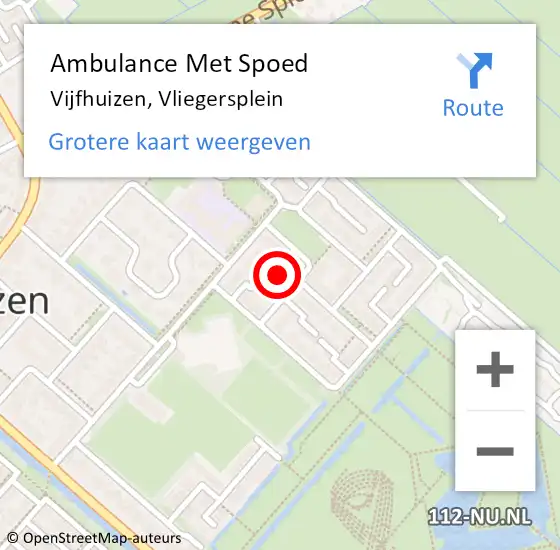 Locatie op kaart van de 112 melding: Ambulance Met Spoed Naar Vijfhuizen, Vliegersplein op 8 januari 2022 12:48