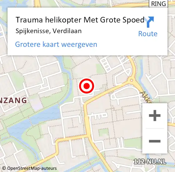 Locatie op kaart van de 112 melding: Trauma helikopter Met Grote Spoed Naar Spijkenisse, Verdilaan op 8 januari 2022 12:54