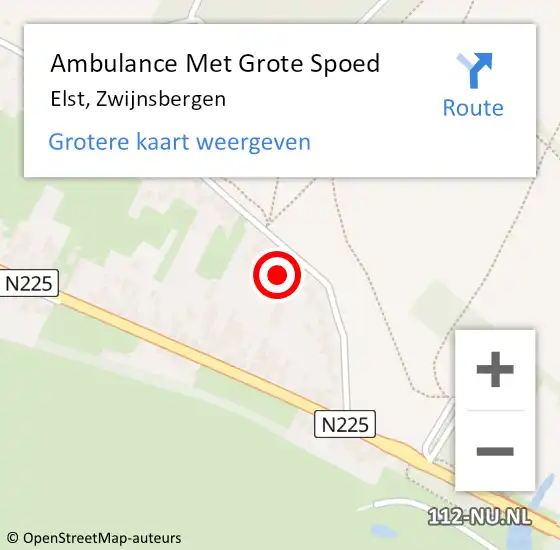 Locatie op kaart van de 112 melding: Ambulance Met Grote Spoed Naar Elst, Zwijnsbergen op 8 januari 2022 13:42