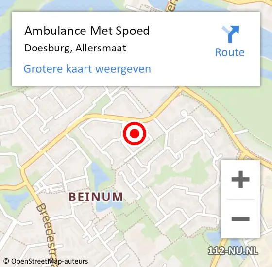 Locatie op kaart van de 112 melding: Ambulance Met Spoed Naar Doesburg, Allersmaat op 8 januari 2022 13:58