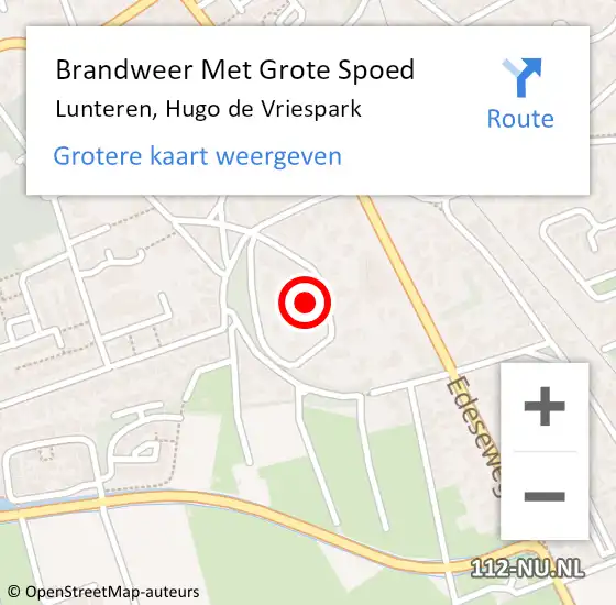 Locatie op kaart van de 112 melding: Brandweer Met Grote Spoed Naar Lunteren, Hugo de Vriespark op 8 januari 2022 14:00