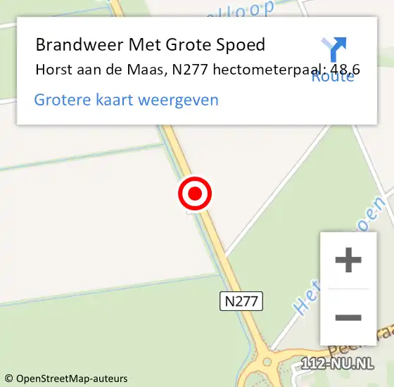Locatie op kaart van de 112 melding: Brandweer Met Grote Spoed Naar Horst aan de Maas, N277 hectometerpaal: 48,6 op 8 januari 2022 14:06