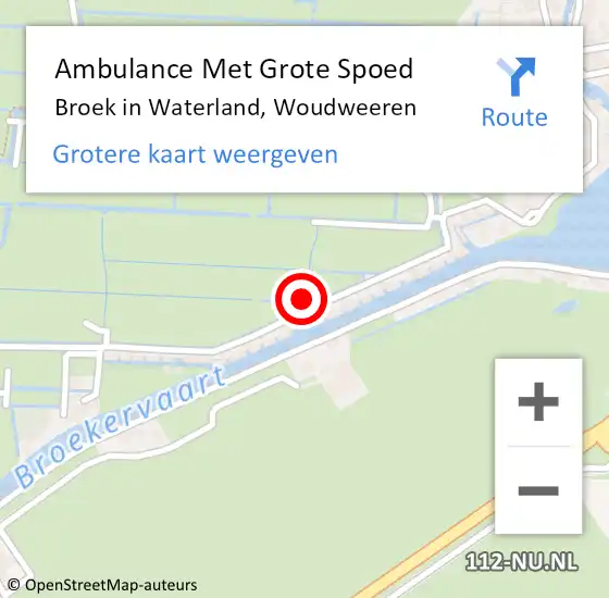 Locatie op kaart van de 112 melding: Ambulance Met Grote Spoed Naar Broek in Waterland, Woudweeren op 8 januari 2022 14:26