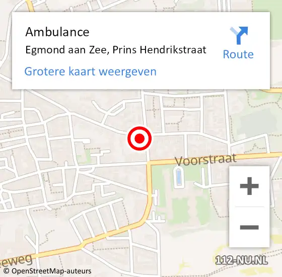 Locatie op kaart van de 112 melding: Ambulance Egmond aan Zee, Prins Hendrikstraat op 8 januari 2022 14:33