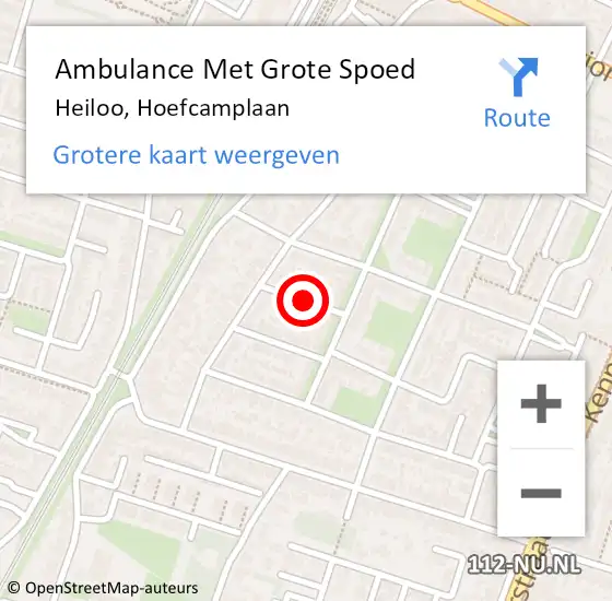 Locatie op kaart van de 112 melding: Ambulance Met Grote Spoed Naar Heiloo, Hoefcamplaan op 8 januari 2022 14:38