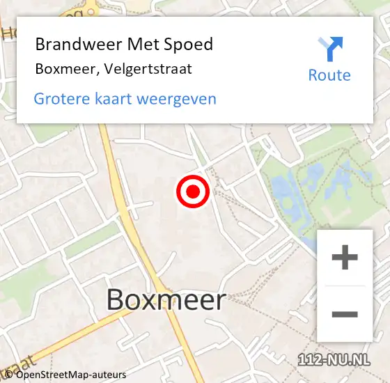 Locatie op kaart van de 112 melding: Brandweer Met Spoed Naar Boxmeer, Velgertstraat op 8 januari 2022 14:59