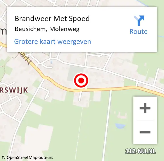 Locatie op kaart van de 112 melding: Brandweer Met Spoed Naar Beusichem, Molenweg op 8 januari 2022 14:59