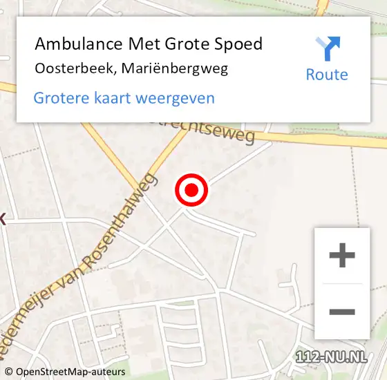 Locatie op kaart van de 112 melding: Ambulance Met Grote Spoed Naar Oosterbeek, Mariënbergweg op 8 januari 2022 15:07