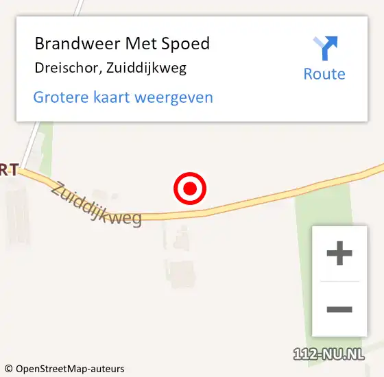 Locatie op kaart van de 112 melding: Brandweer Met Spoed Naar Dreischor, Zuiddijkweg op 8 januari 2022 16:14
